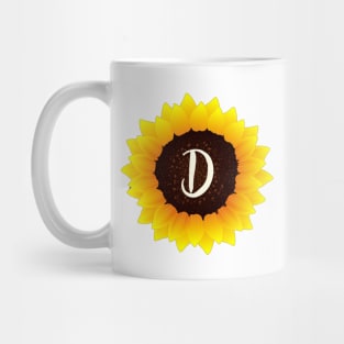 Floral Monogram D Bright Yellow Sunflower Mug